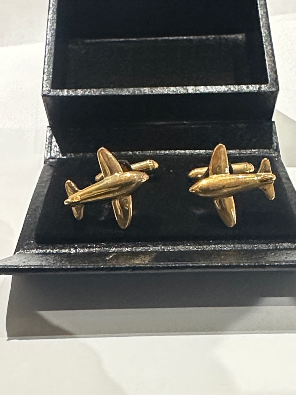 Gold Plate Airplane Cufflinks - Classic Men's Accessory